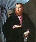 Portrait Canvas Paintings - Portrait of a Man in Black Silk Cloak
